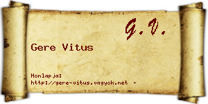 Gere Vitus névjegykártya